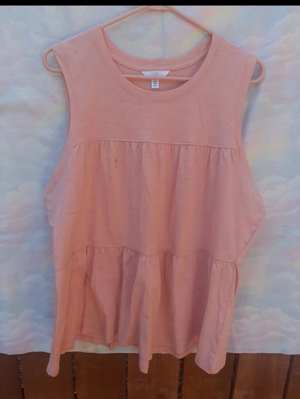 Time and Tru Peach Tiered Sleeveless Tank